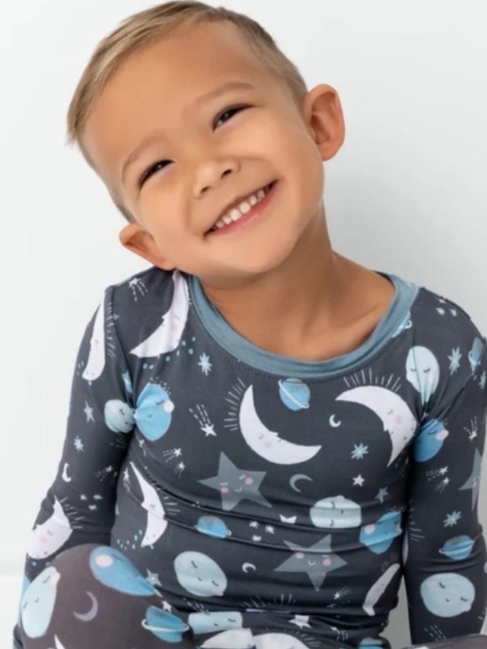 Excellent Little Sleepies Bamboo Kids size 3T Pajama Top Moon and Back